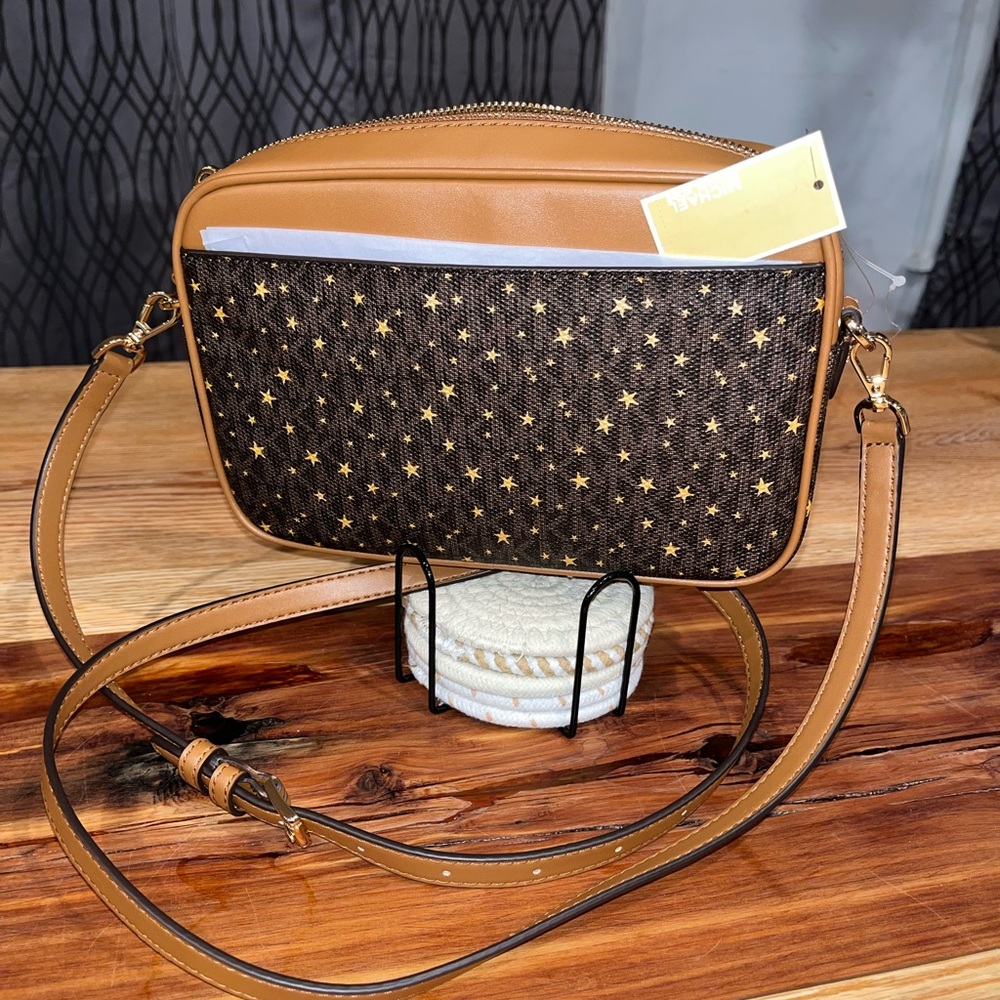Michael Kors Tan and Black Star Crossbody Bag - Picture 3 of 4